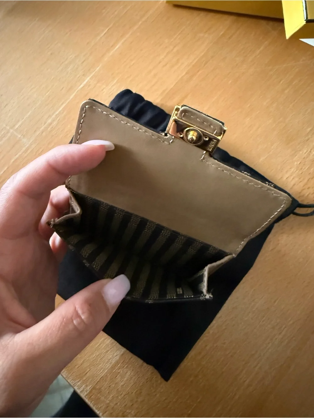 Fendi Blue Monogram Card Case with Gold Logo